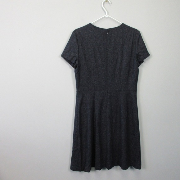 Theory Miyani Wool Blend Dress 10 V-Neck Blue Office Siren Sheath Mini 418 - Picture 10 of 11
